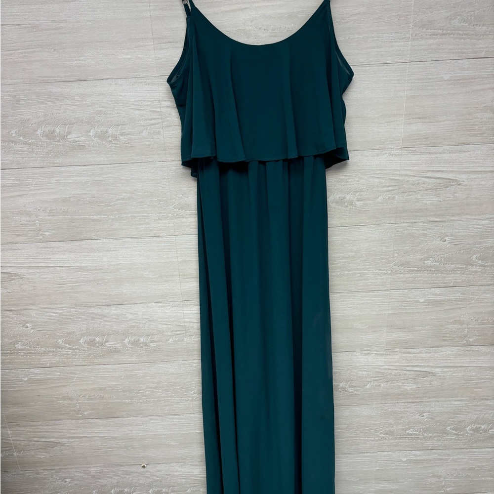 | Show Me Your MuMu | Caitlin Ruffle Maxi Dress Deep Jade Chiffon. Size S.* - Picture 4 of 9